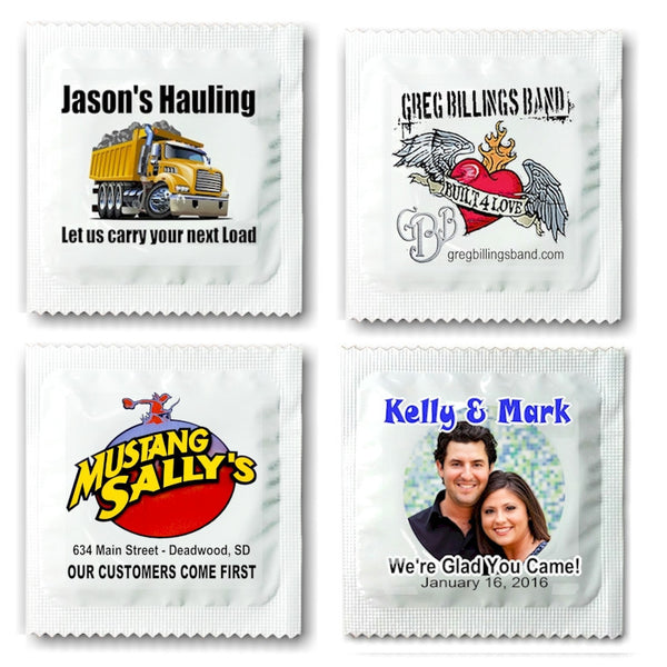 Comdoms Logo Logo Condoms, printed with a clear label. - All Condoms
